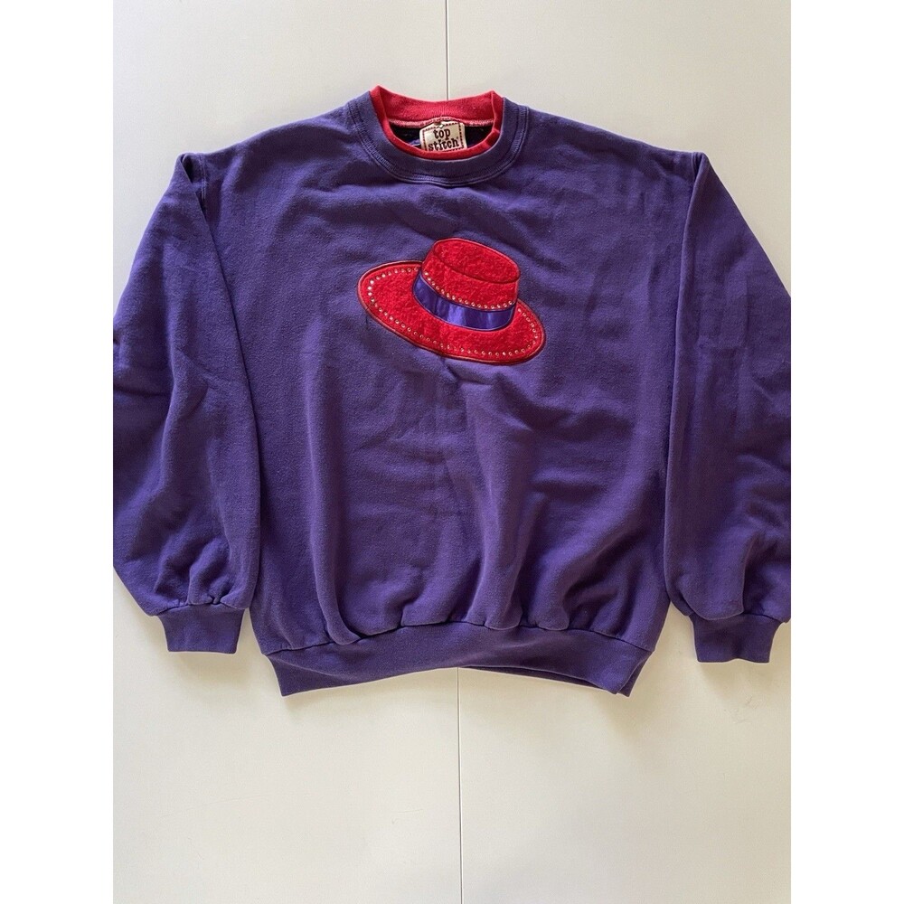 Women’s XL Vintage Red Hat Lady Sweatshirt Top Stitch by Morning Sun